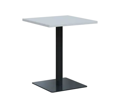 SQT 450 - 1 stůl hranlatý, deska 600x600 mm, síla 25 mm, trubková noha černá, bílá